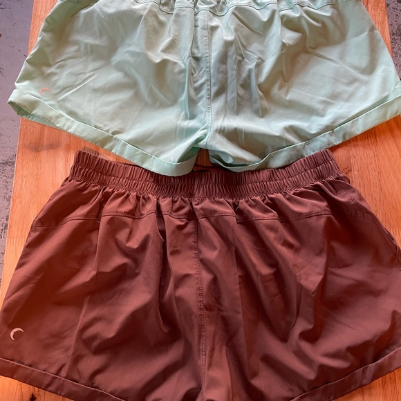 Women's Zyia Mint Green and Brown Athletic Shorts with pockets - Picture 2 of 4